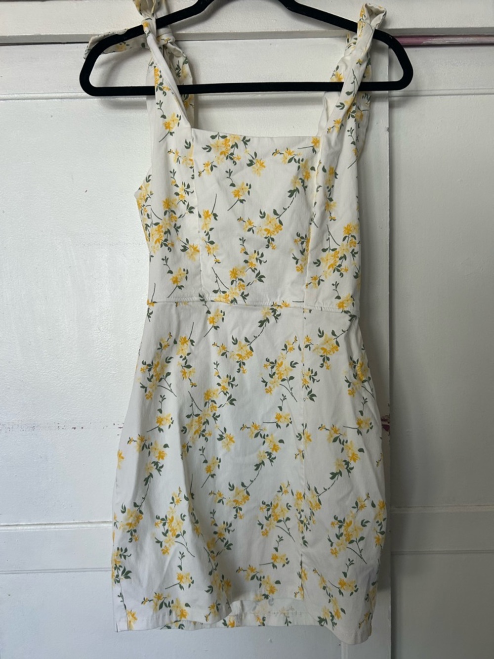 Francesca's Collections White Mini Dress with Yellow Floral Print